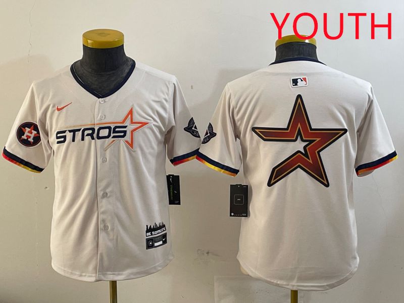 Youth Houston Astros Blank Cream three generations Joint Name 2025 Nike MLB Jersey style 41411->houston astros->MLB Jersey